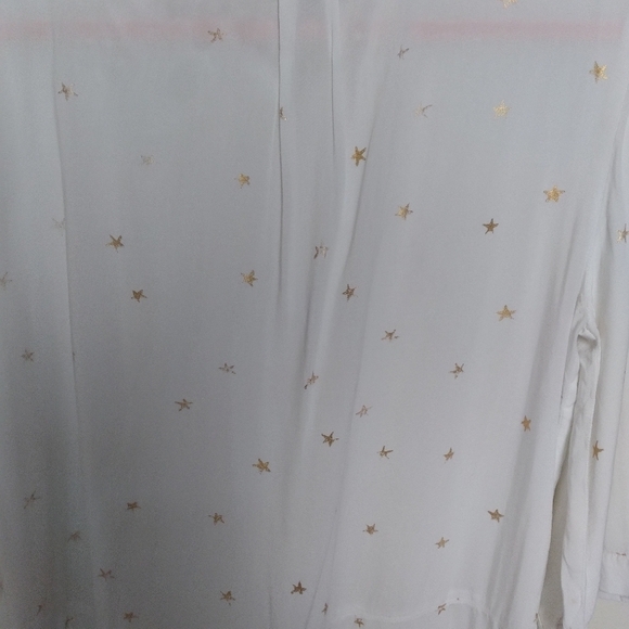Nanette Lepore Star Print Split Tail Button Front Top Size Medium - Picture 4 of 11